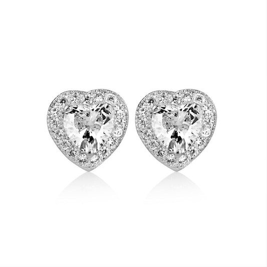 Clear Stone Heart Earrings - Newbridge Silverware
