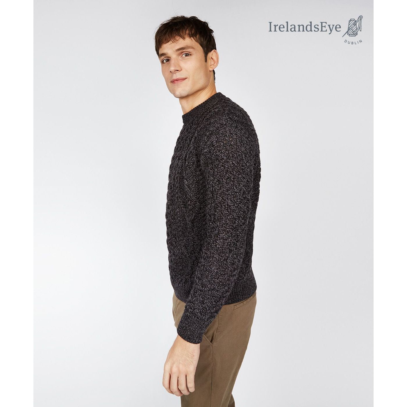 Fearnóg Aran Crew Neck Sweater - IrelandsEye Knitwear
