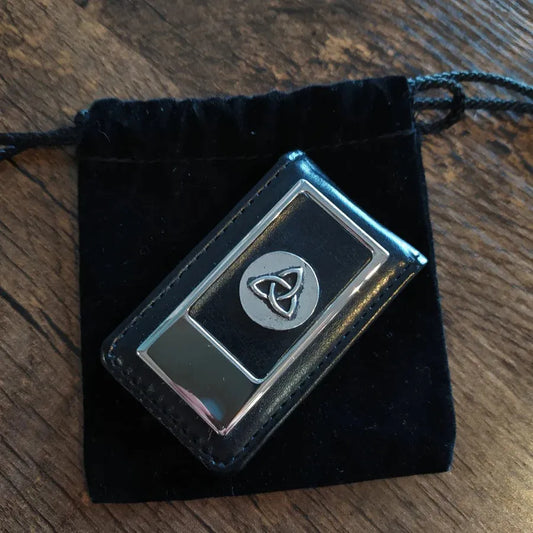 Magnetic Leather & Pewter Money Clip - Mullingar Pewter