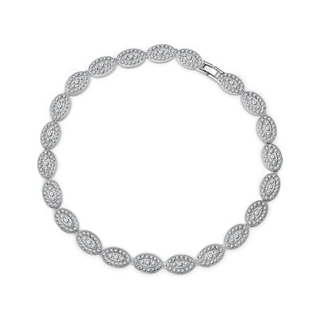 Oval Necklace with Clear Stones - Newbridge Silverware