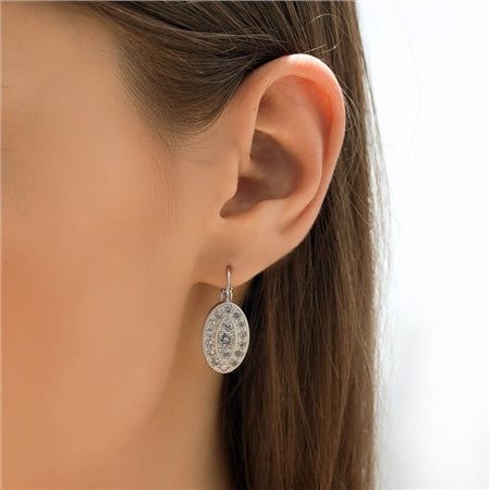 Oval Earrings with Clear Stones - Newbridge Silverware