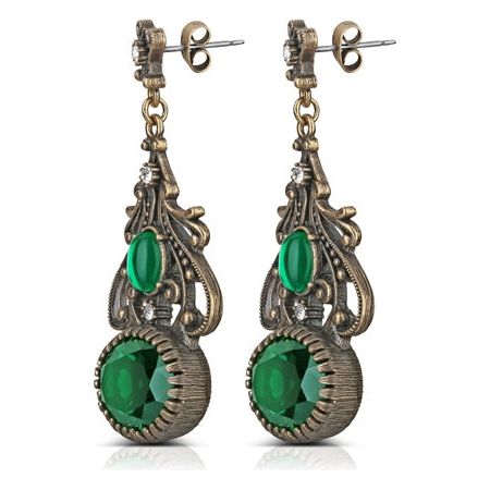 Green Stone FOB Earrings - Newbridge Silverware