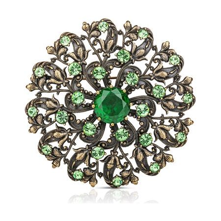 Floral Brooch with Green Stones - Newbridge Silverware