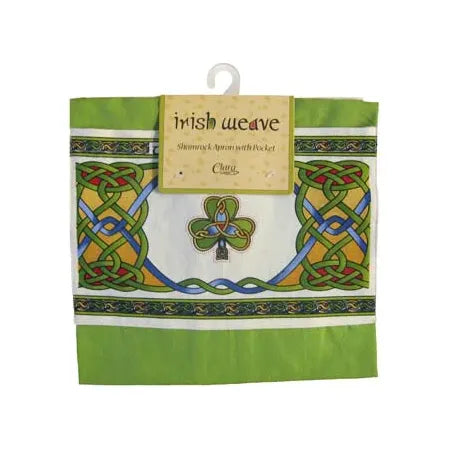 Irish Weave Apron with Shamrock on Pocket - Royal Tara