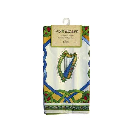 2pc Tea Towel Set Irish Blessing & Emblems of Ireland - Royal Tara