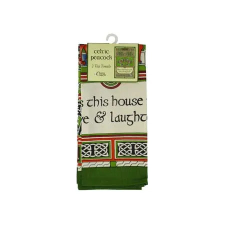Celtic Peacock Set of 2 Tea Towels - Royal Tara