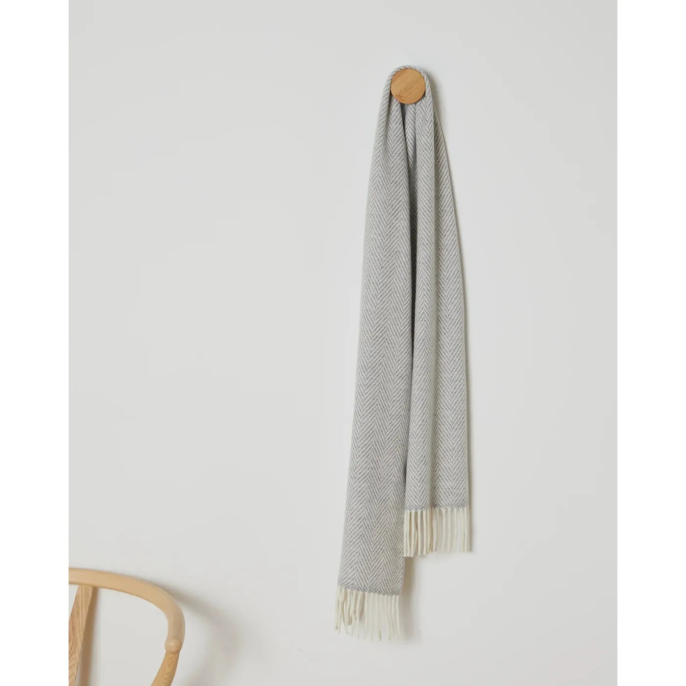 Pearl Grey and White Cashmere Blend Scarf - Foxford
