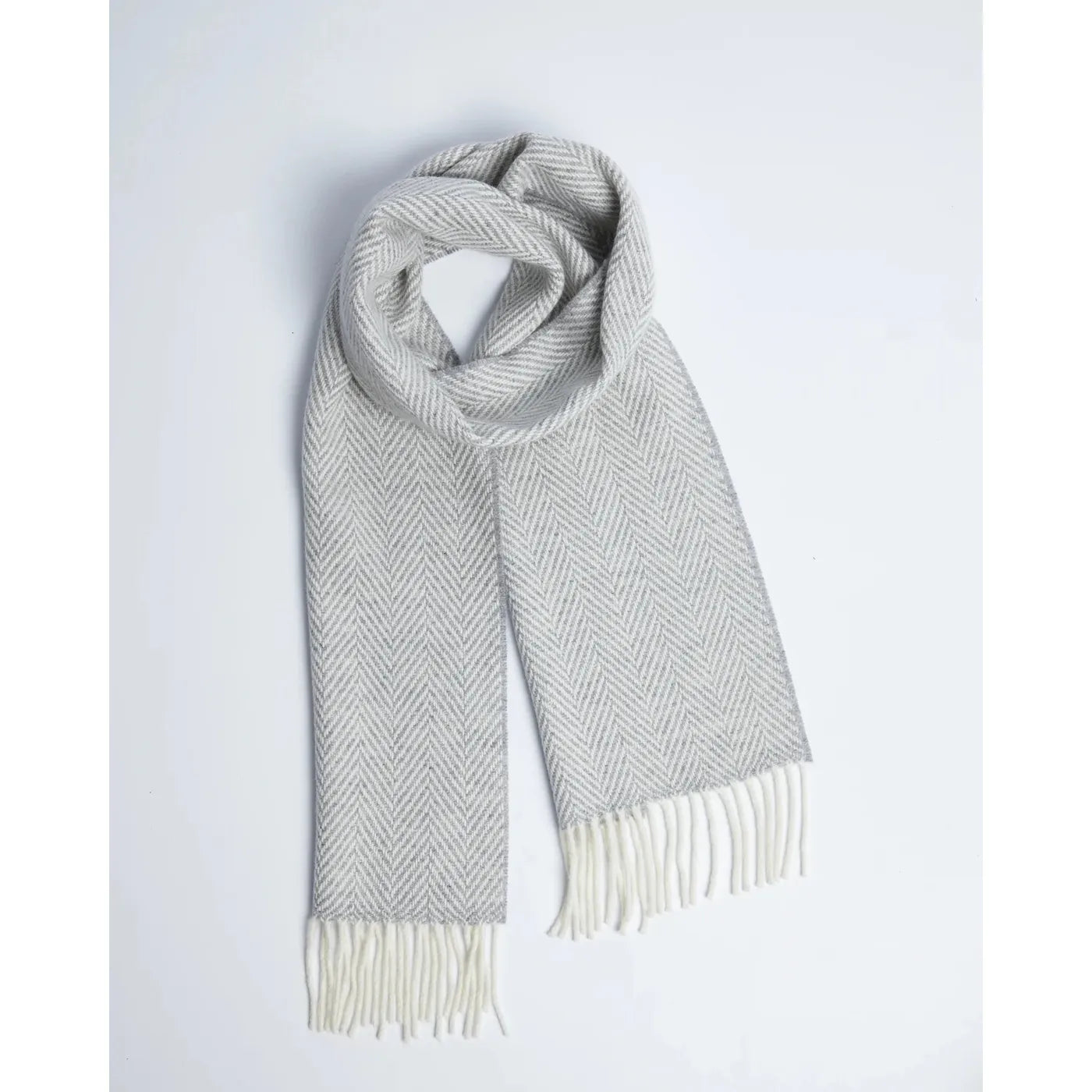 Pearl Grey and White Cashmere Blend Scarf - Foxford