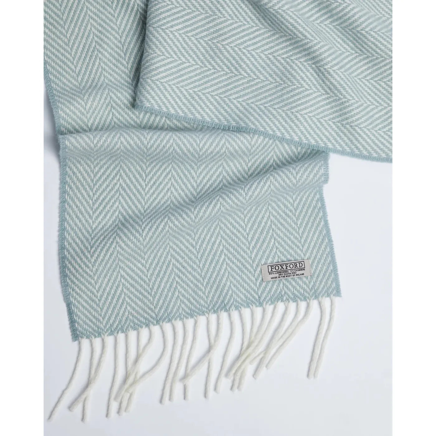 Sage and White Cashmere Blend Scarf - Foxford