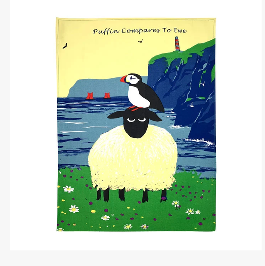 Puffin Compares to Ewe Tea Towel - Thomas Joseph