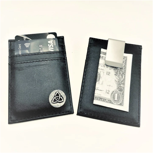 Credit Card Holder & Money Clip Leather/pewter - Mullingar Pewter