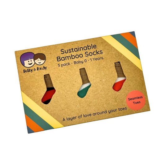 Gift Box Set of 3 baby bamboo socks (0 - 1 Years) - Polly and Andy