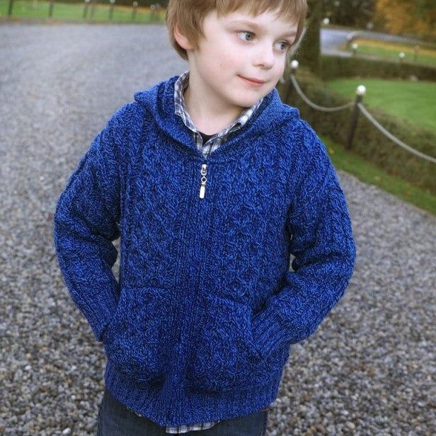 Kids Cardigan with Zip and Hood - West End Knitwear