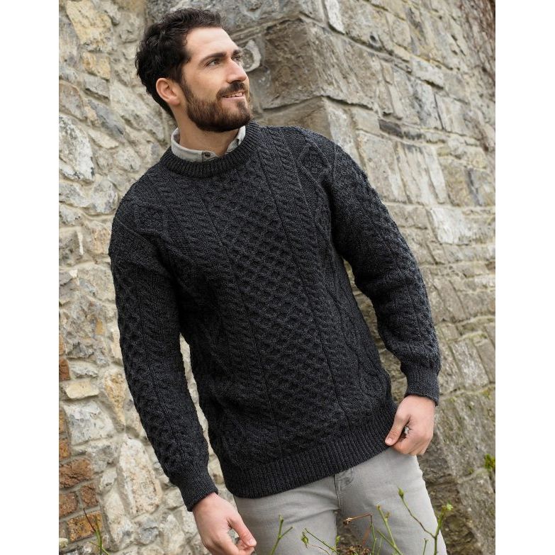 Inis Mor Aran Crew Neck Sweater Men - West End Knitwear