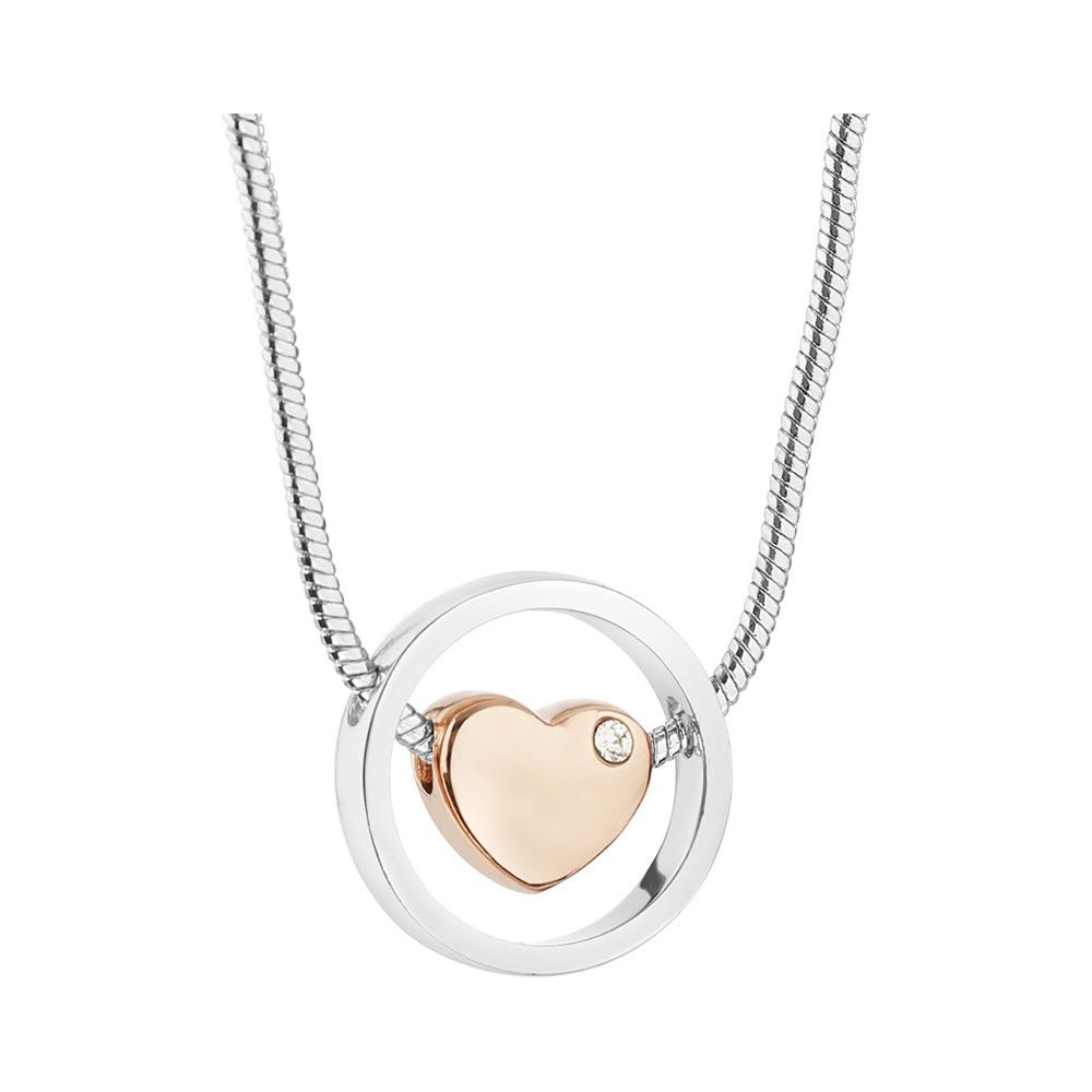 Silver and Rose Gold Plated Crystal Heart Pendant - Newbridge Silverware